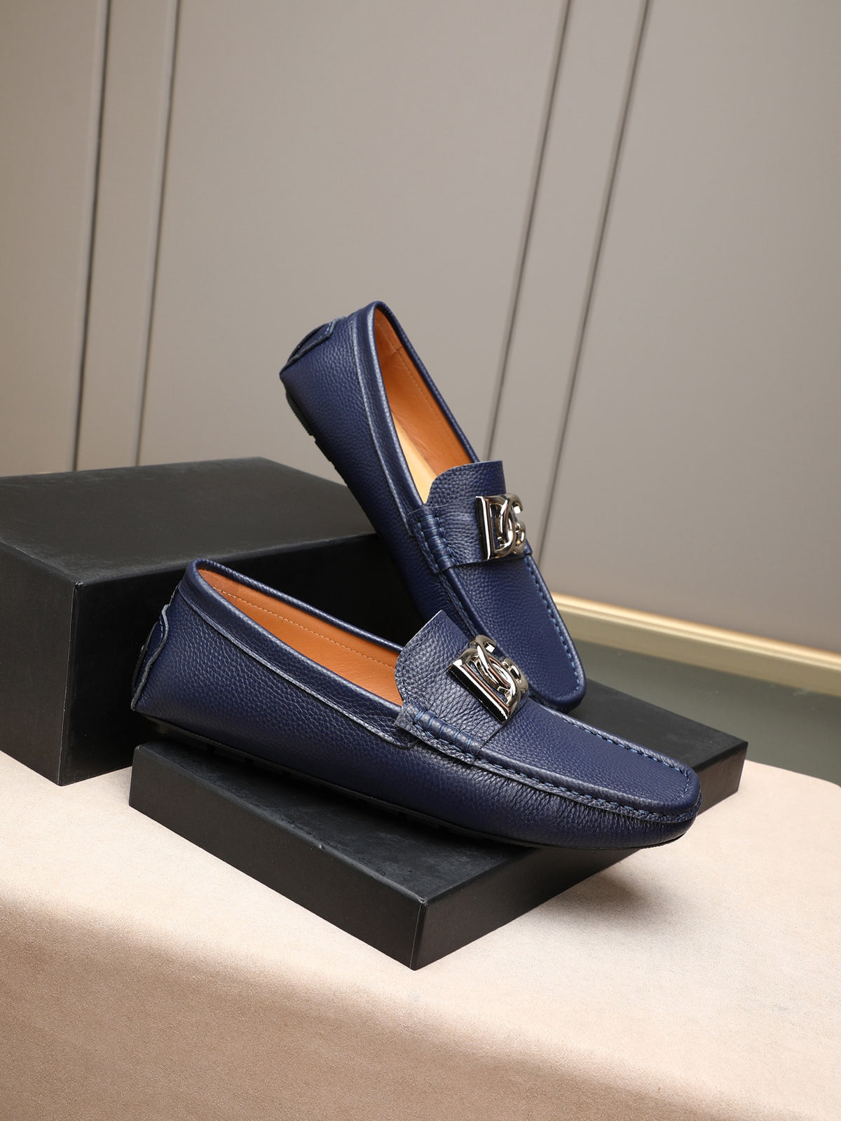 Dolce & Gabbana DG Men's Slip-On Moccasin Loafers with Metal Detail