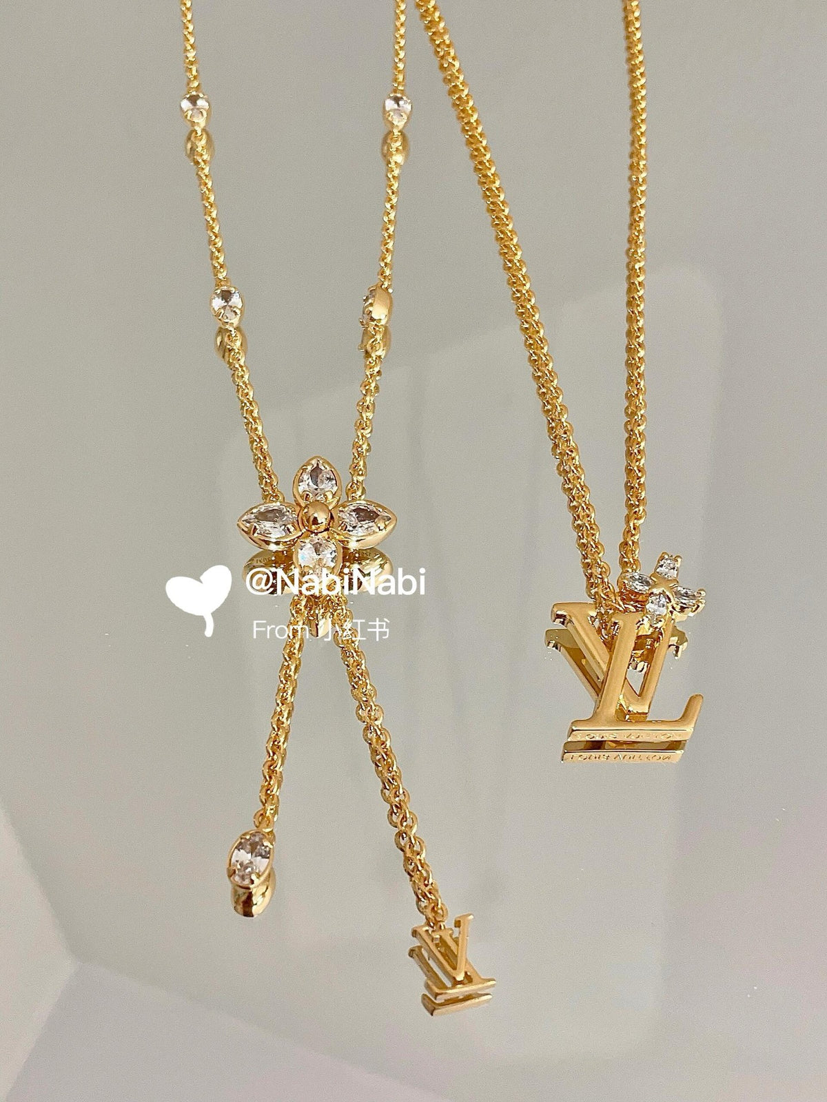 gold brass floral Necklace for women - alternate angle view 12