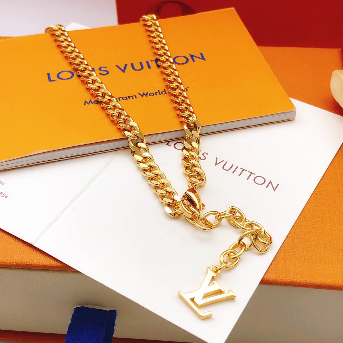 yellow brass Necklace for women - alternate angle view 2