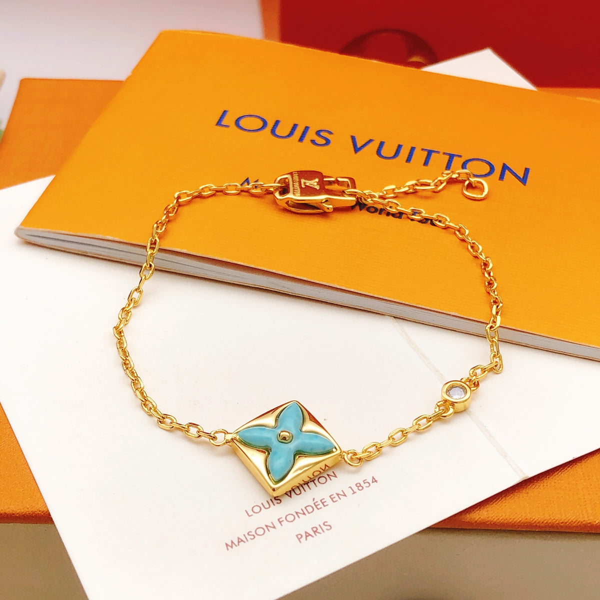 blue brass Bracelet for women - alternate angle view 5