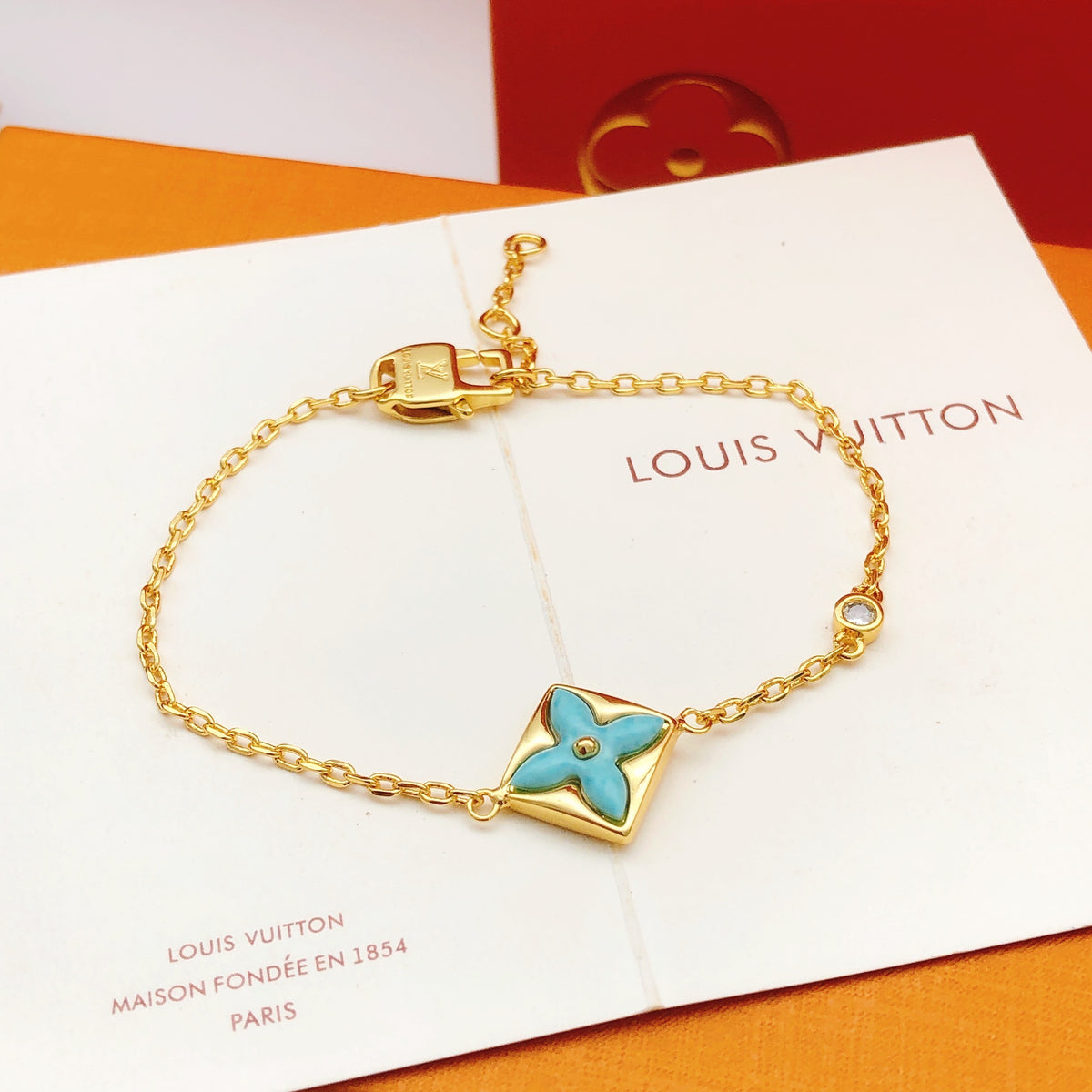 blue brass Bracelet for women - alternate angle view 3
