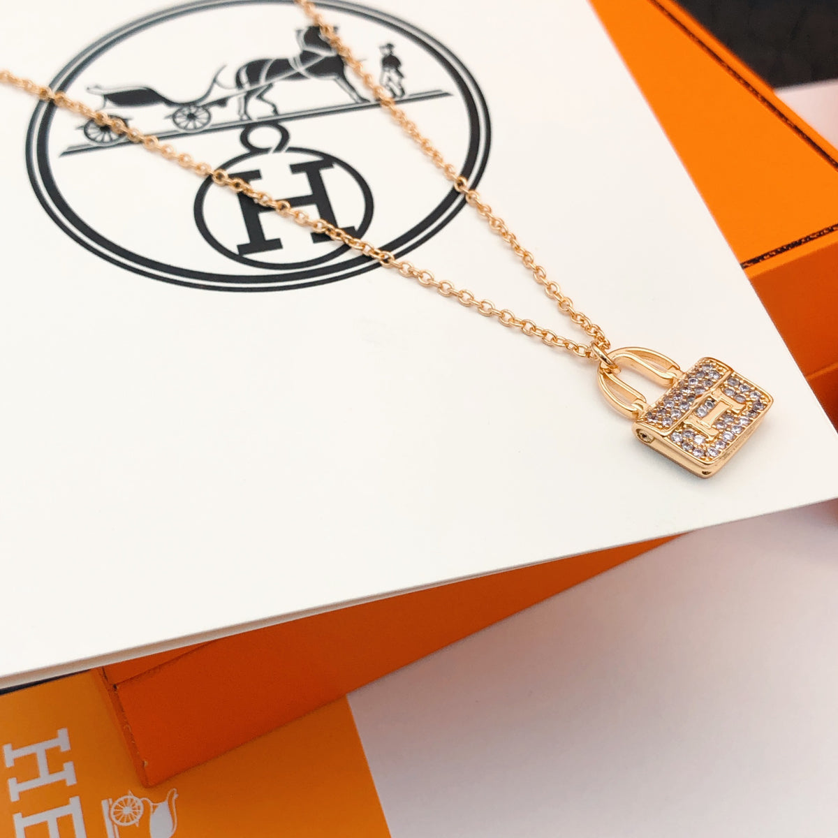 rose gold crystal rose Necklace for women - alternate angle view 5