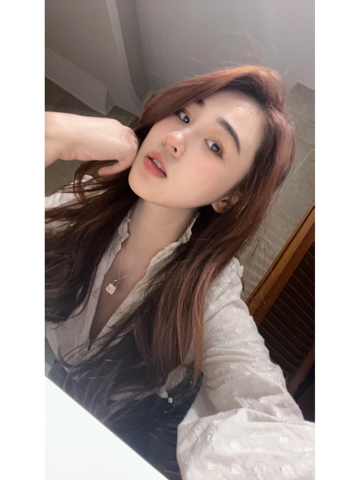 rose gold crystal rose Necklace for women - alternate angle view 8