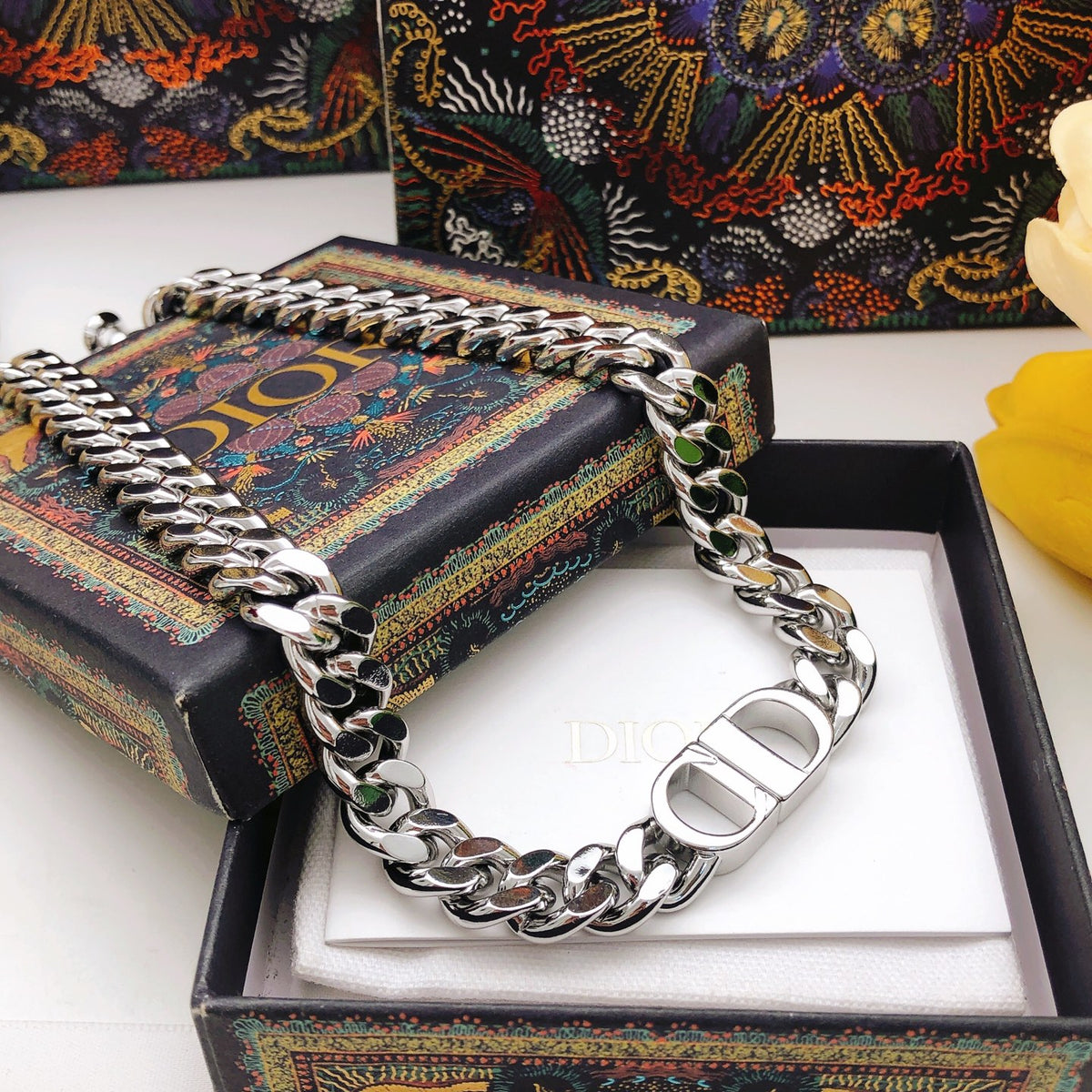 silver brass Necklace for women - alternate angle view 4