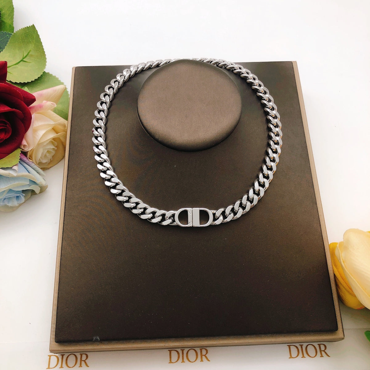 silver brass Necklace for women - product detail view