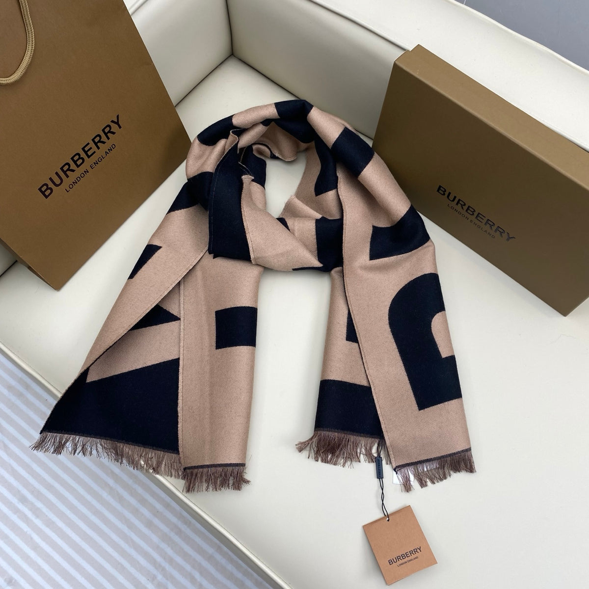brown wool letter Scarf for men - alternate angle view 9