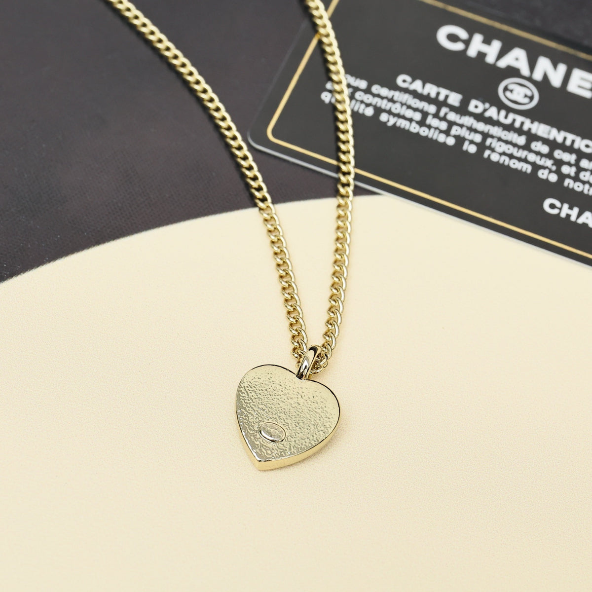 black and gold crystal heart Necklace for women - alternate angle view 5