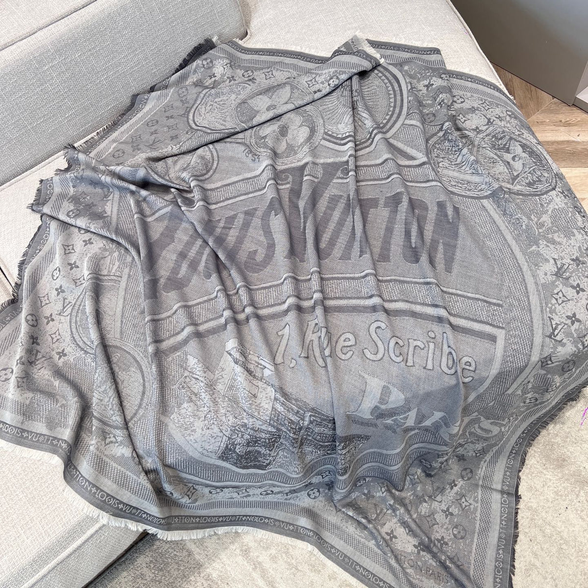 gray wool vintage Shawl for women - alternate angle view 2