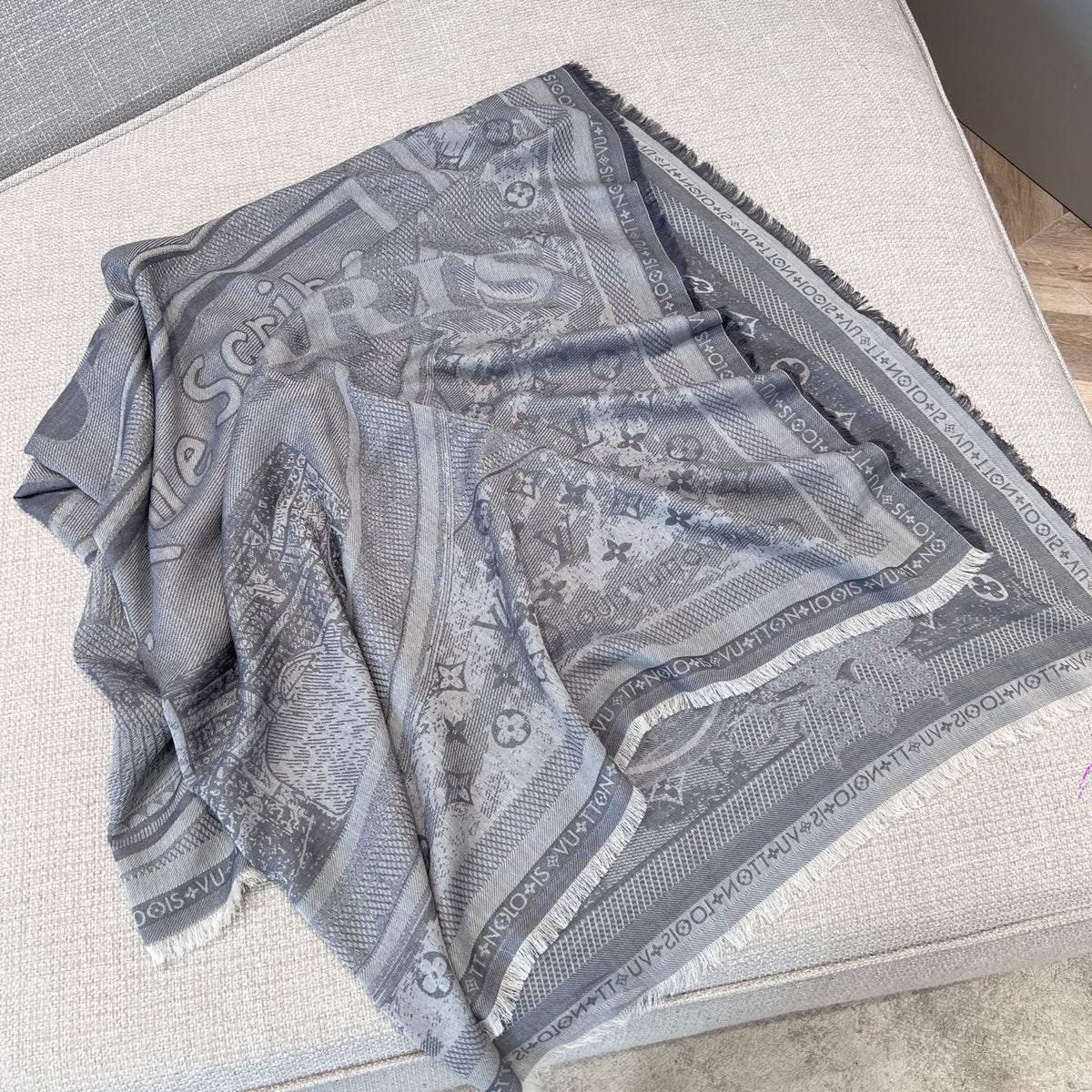 gray wool vintage Shawl for women - alternate angle view 8