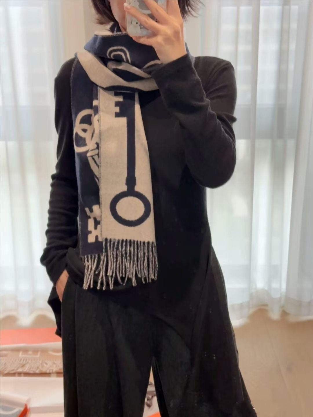 velvet floral Scarf for men - alternate angle view 8