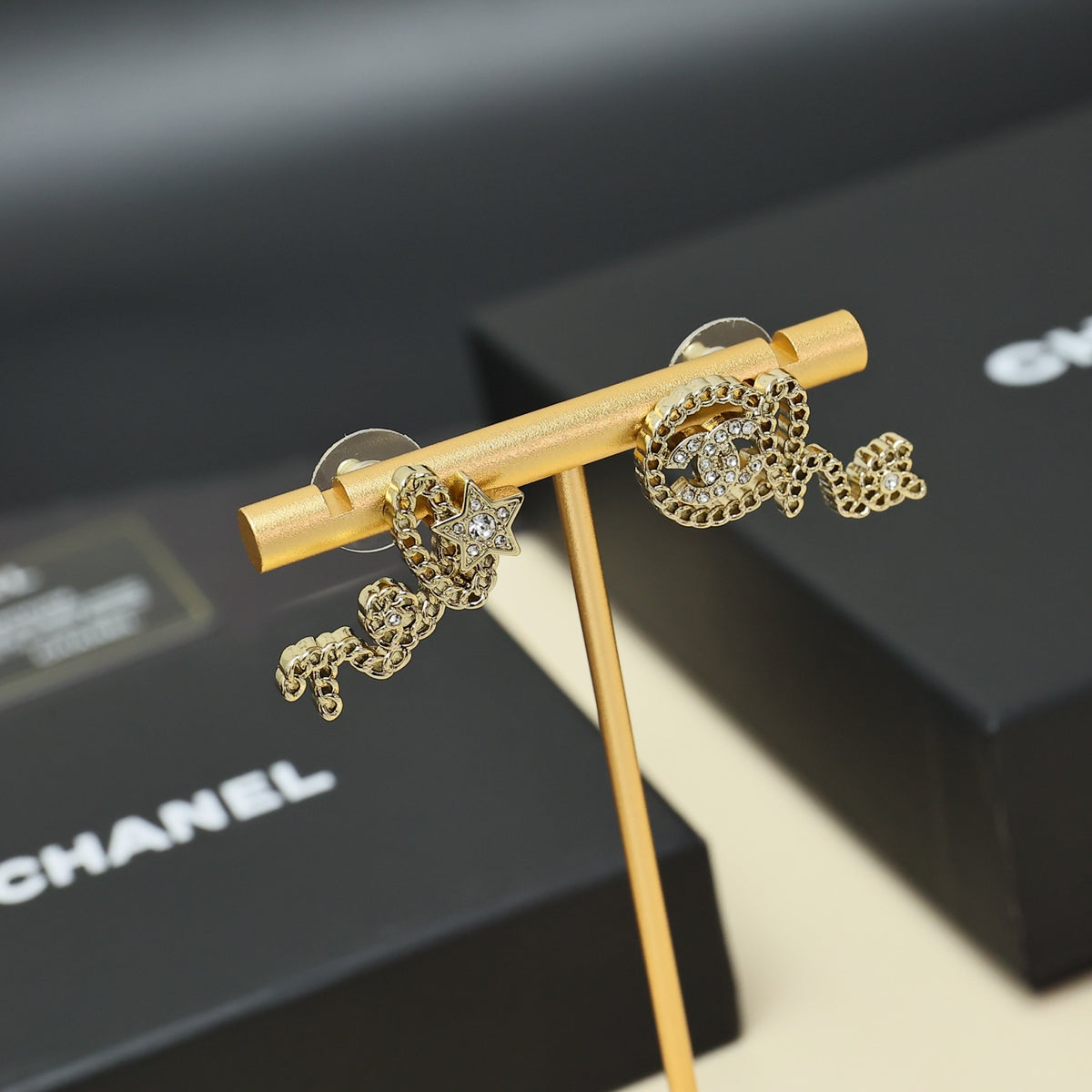 crystal letter Stud Earrings for women - alternate angle view 7
