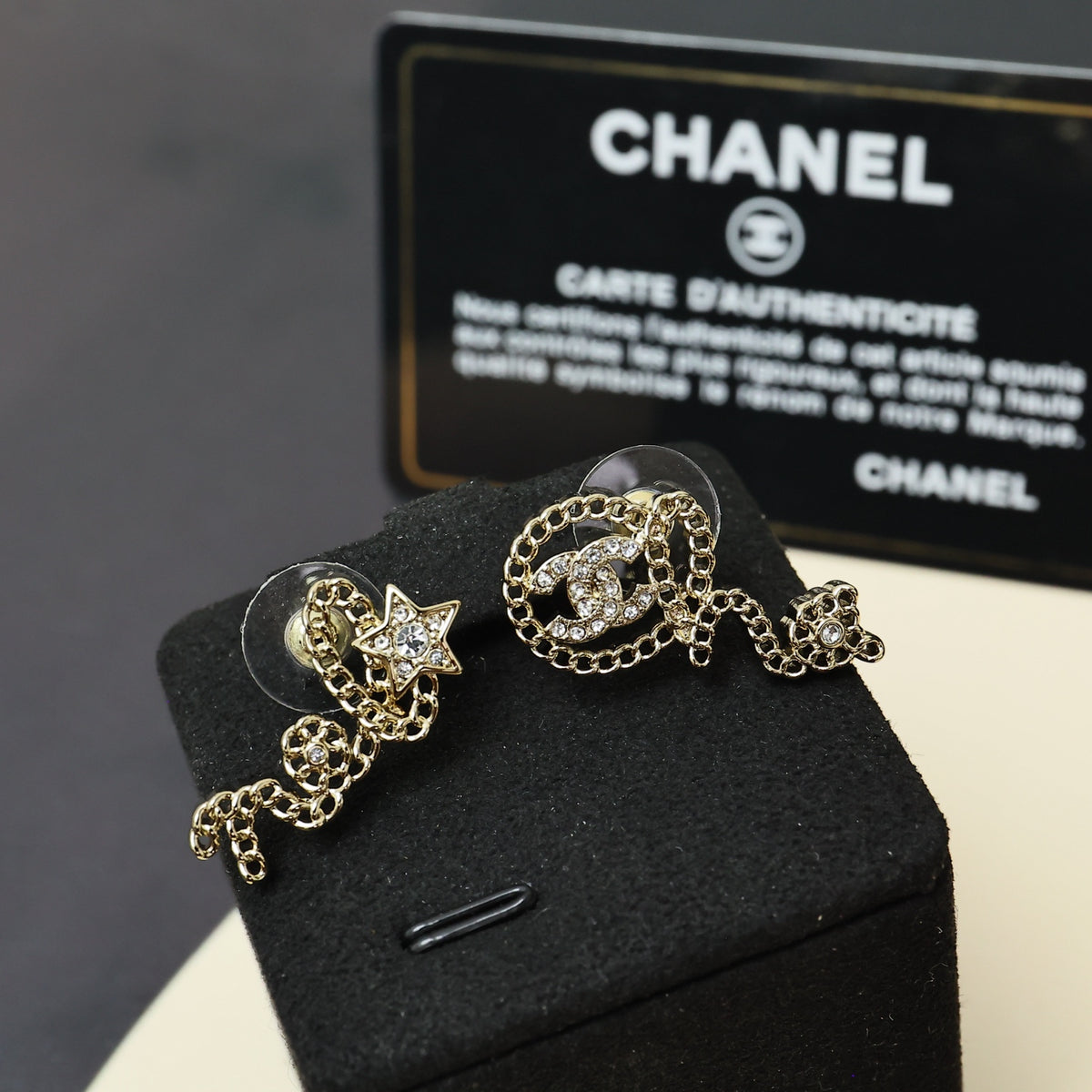 crystal letter Stud Earrings for women - alternate angle view 2