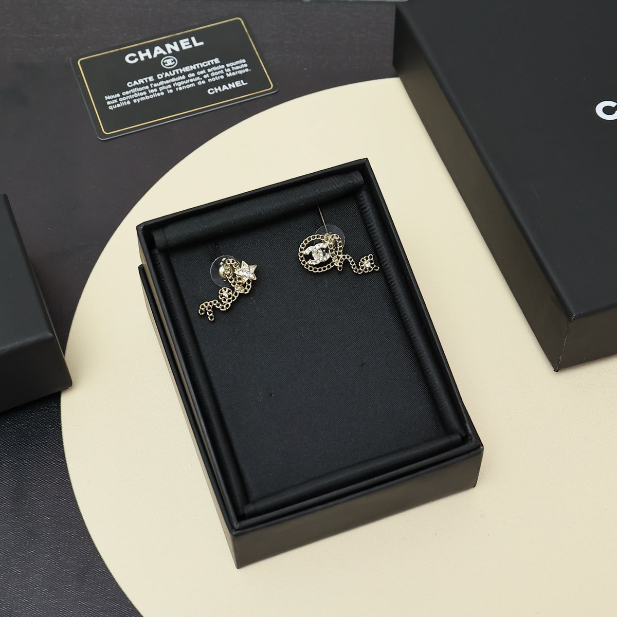 crystal letter Stud Earrings for women - alternate angle view 3