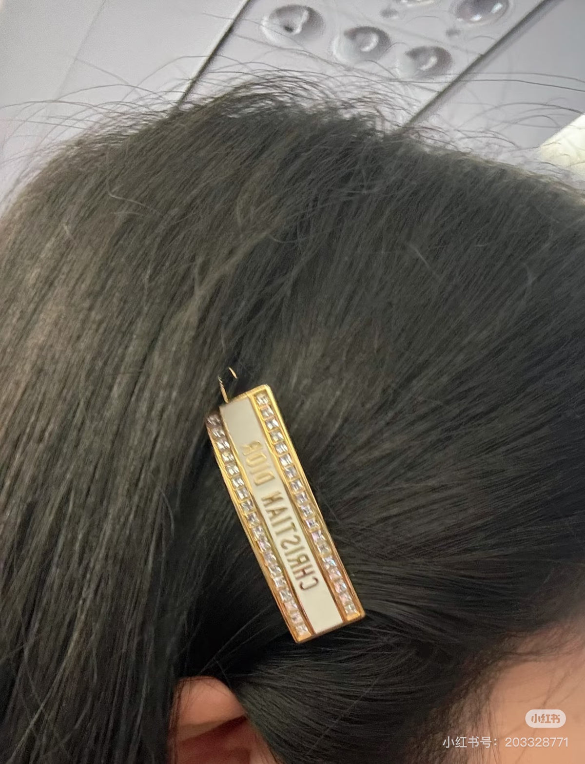 black and white crystal chain Hair Clip for women - alternate angle view 5