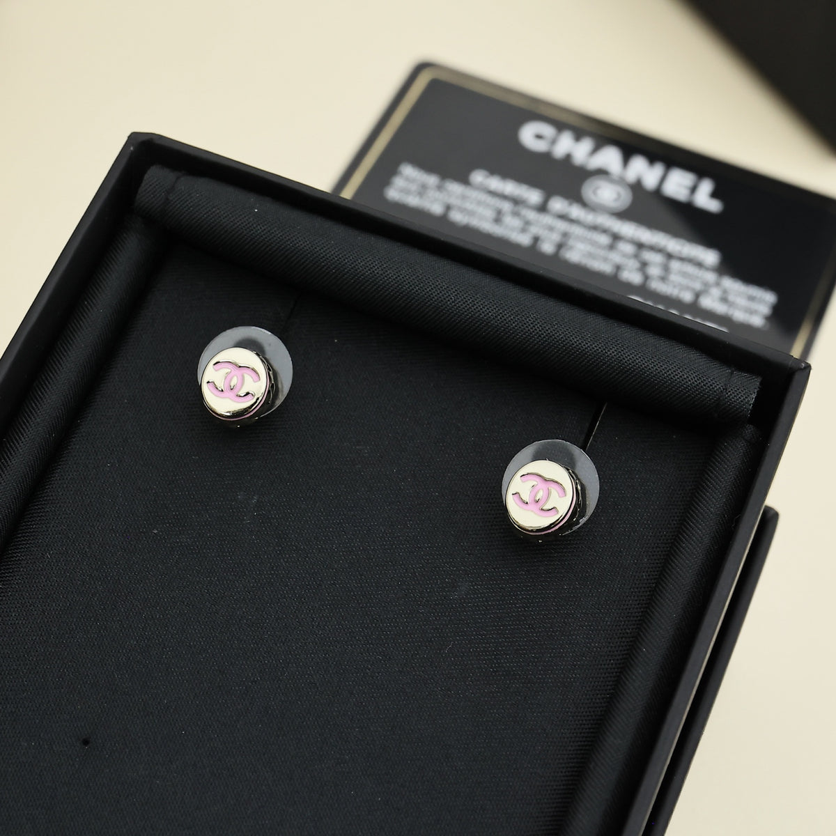 pink enamel minimalist Stud Earrings for women - alternate angle view 5