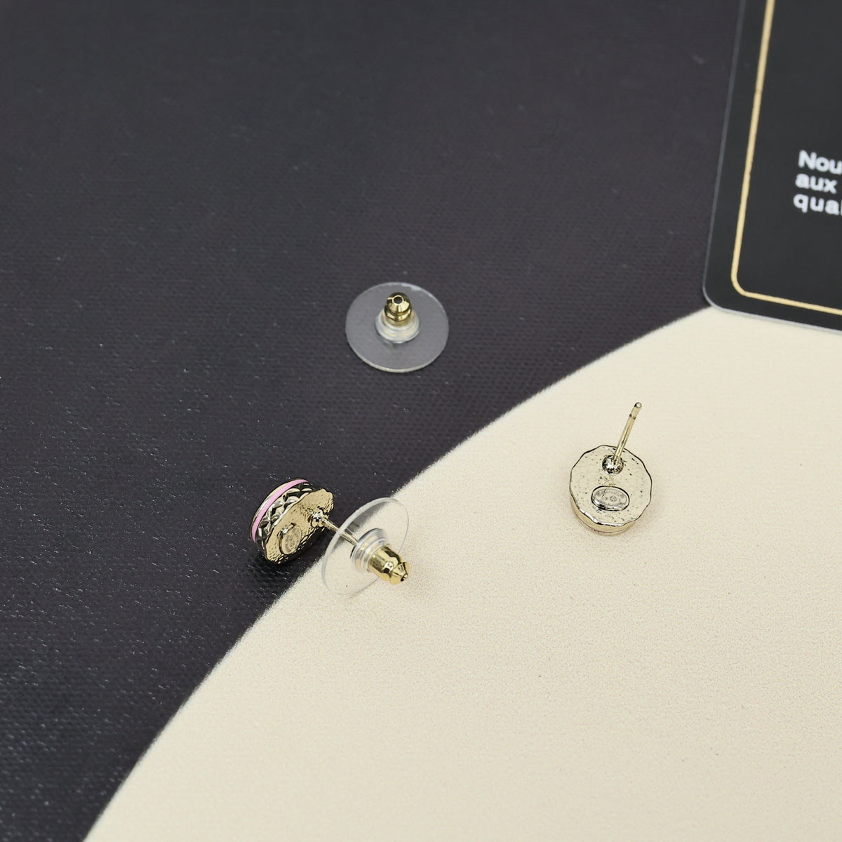 pink enamel minimalist Stud Earrings for women - alternate angle view 2