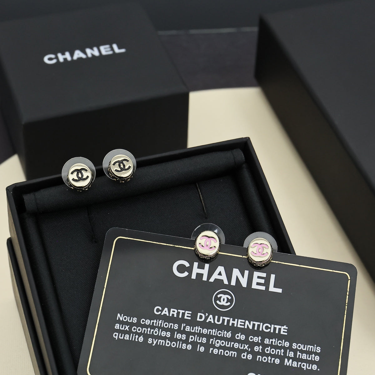 pink enamel minimalist Stud Earrings for women - product detail view
