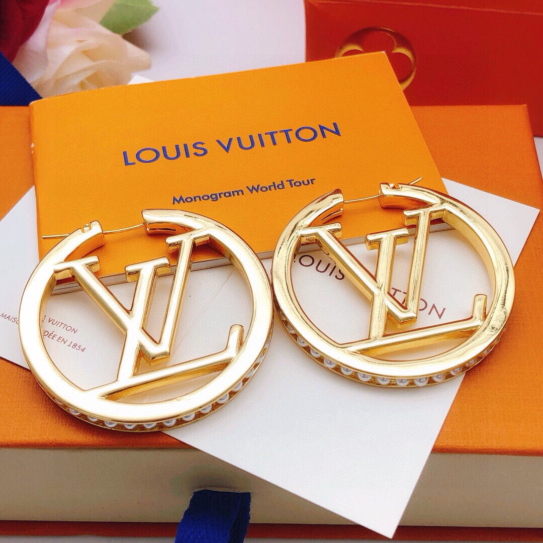 gold brass inlaid Drop Earrings for women - alternate angle view 7