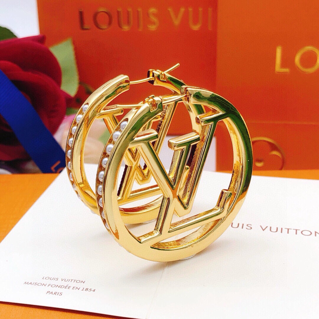 gold brass inlaid Drop Earrings for women - product detail view