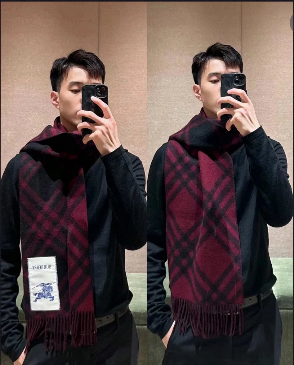 two-tone velvet tassel Scarf for men - alternate angle view 3