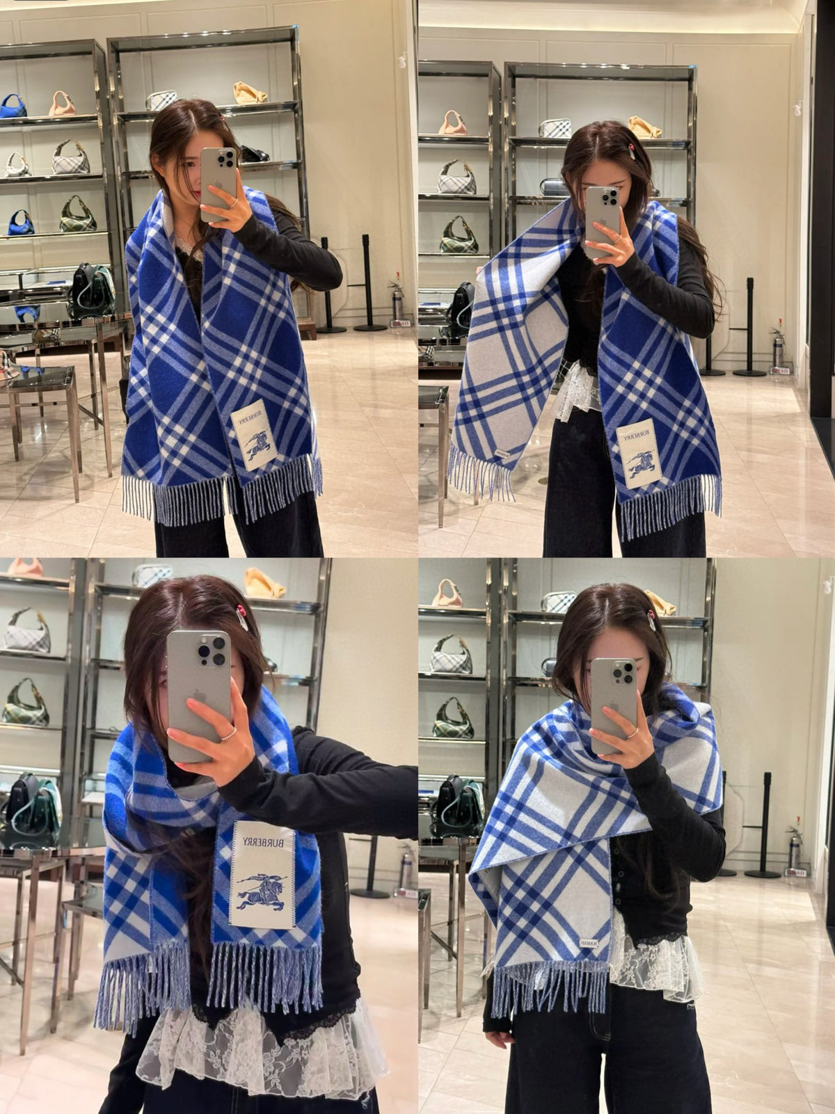 two-tone velvet tassel Scarf for men - alternate angle view 2