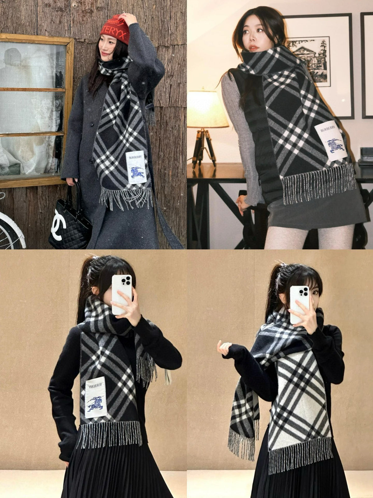 two-tone velvet tassel Scarf for men - alternate angle view 2