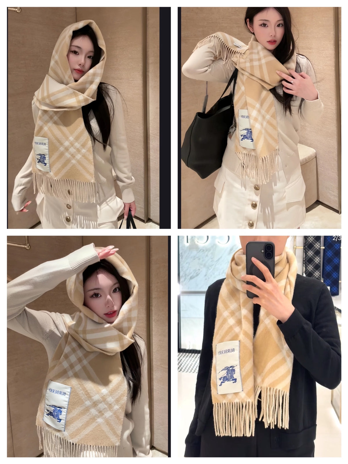 two-tone velvet tassel Scarf for men - product detail view