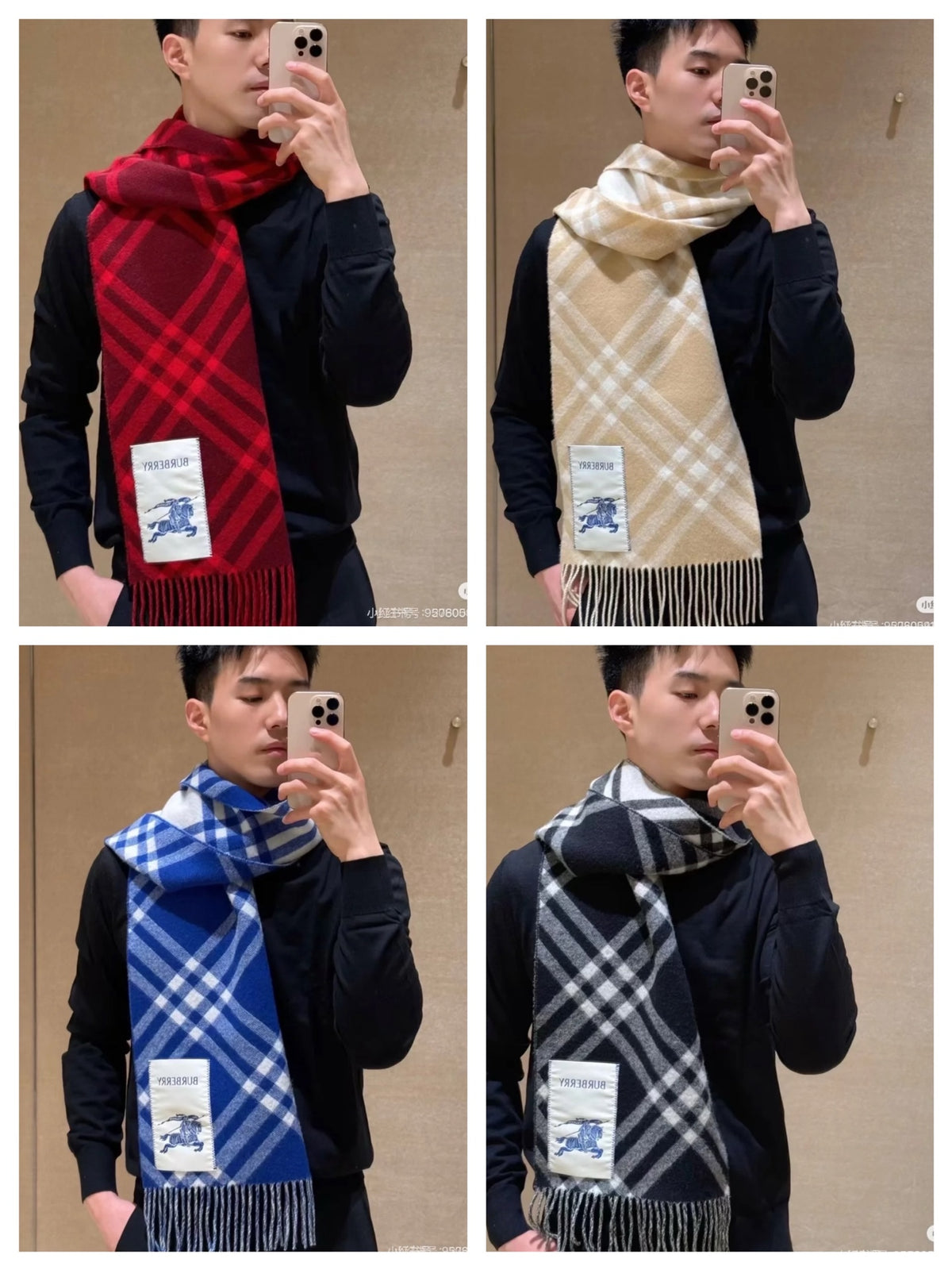 two-tone velvet tassel Scarf for men - alternate angle view 9