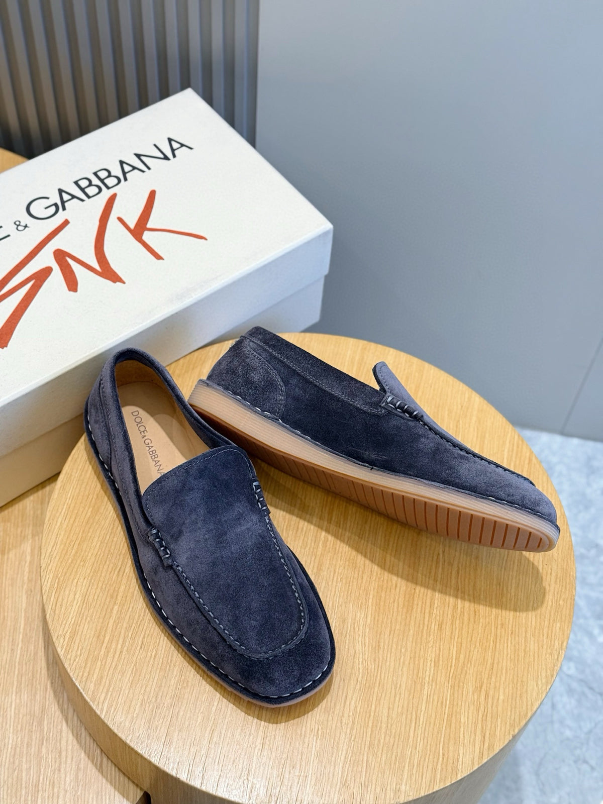 Dolce & Gabbana DG Men's New Florio Suede Moccasin Loafers with Logo