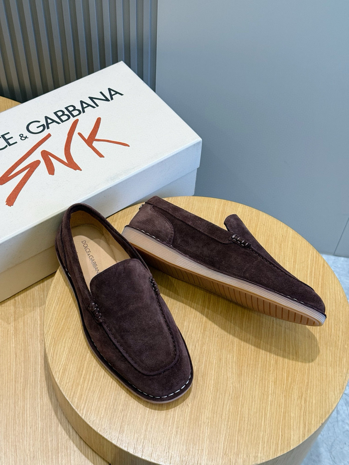 Dolce & Gabbana DG Men's New Florio Suede Moccasin Loafers with Logo