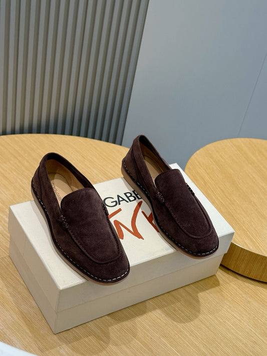 Dolce & Gabbana DG Men's New Florio Suede Moccasin Loafers with Logo