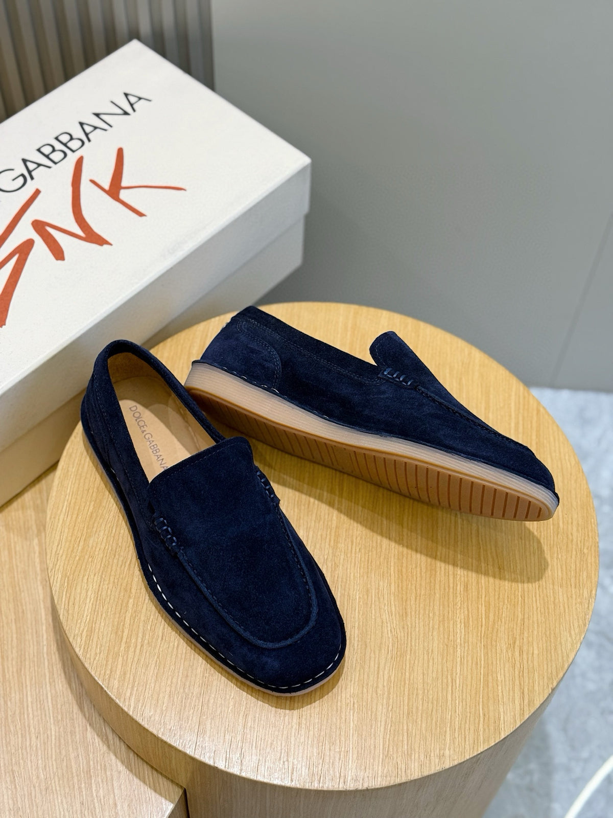 Dolce & Gabbana DG Men's New Florio Suede Moccasin Loafers with Logo