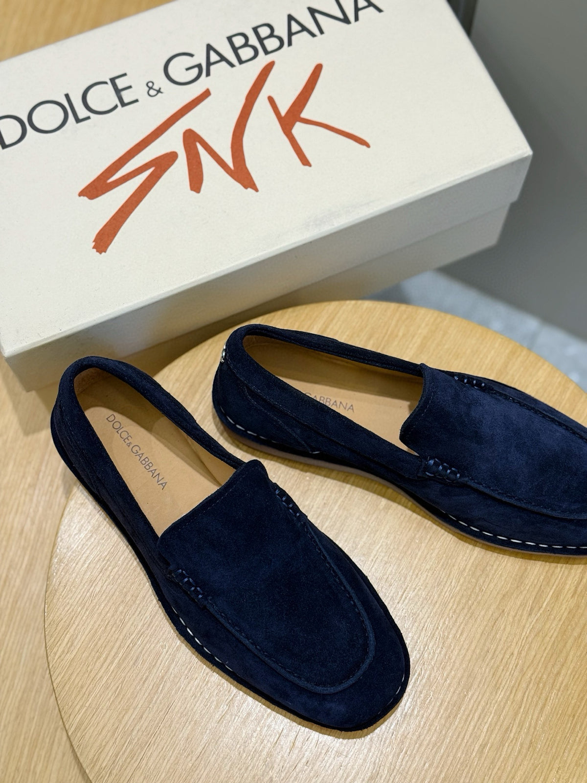 Dolce & Gabbana DG Men's New Florio Suede Moccasin Loafers with Logo