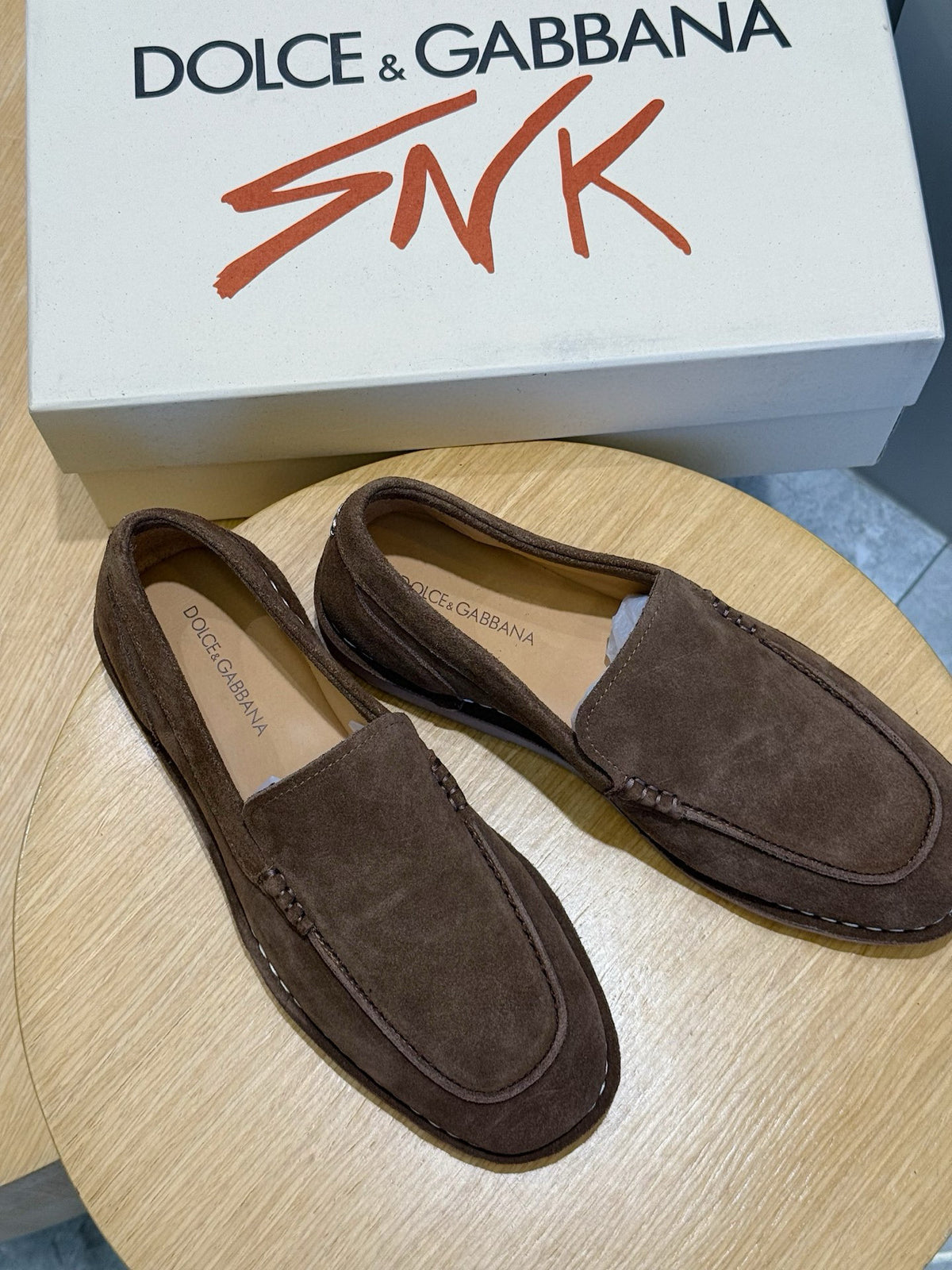 Dolce & Gabbana DG Men's New Florio Suede Moccasin Loafers with Logo