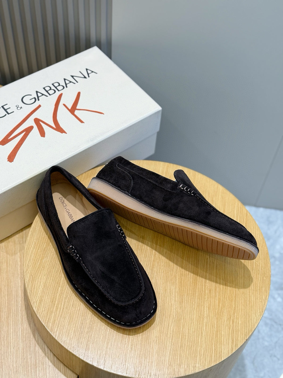 Dolce & Gabbana DG Men's New Florio Suede Moccasin Loafers with Logo