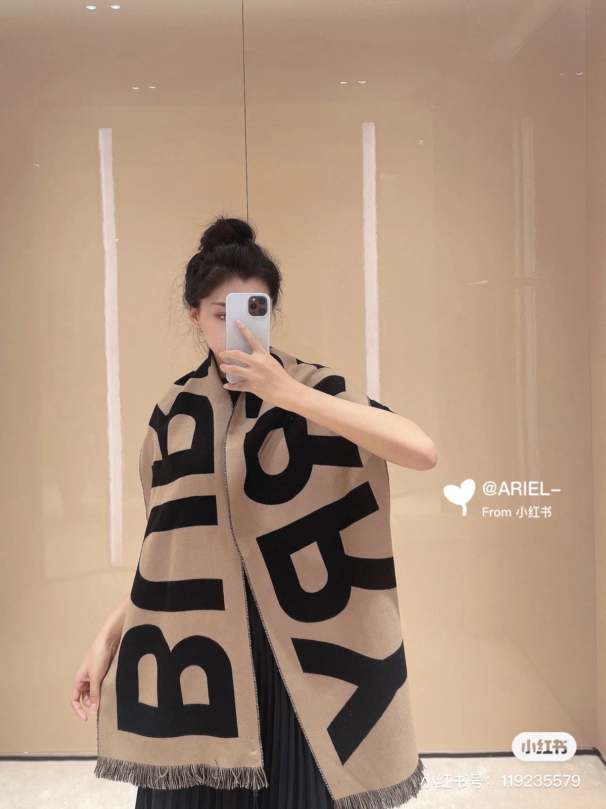 two-tone velvet letter Scarf for women - alternate angle view 3