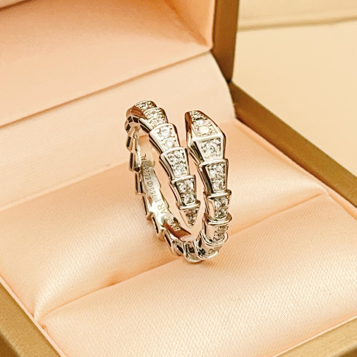 silver brass luxury Ring for women - product detail view