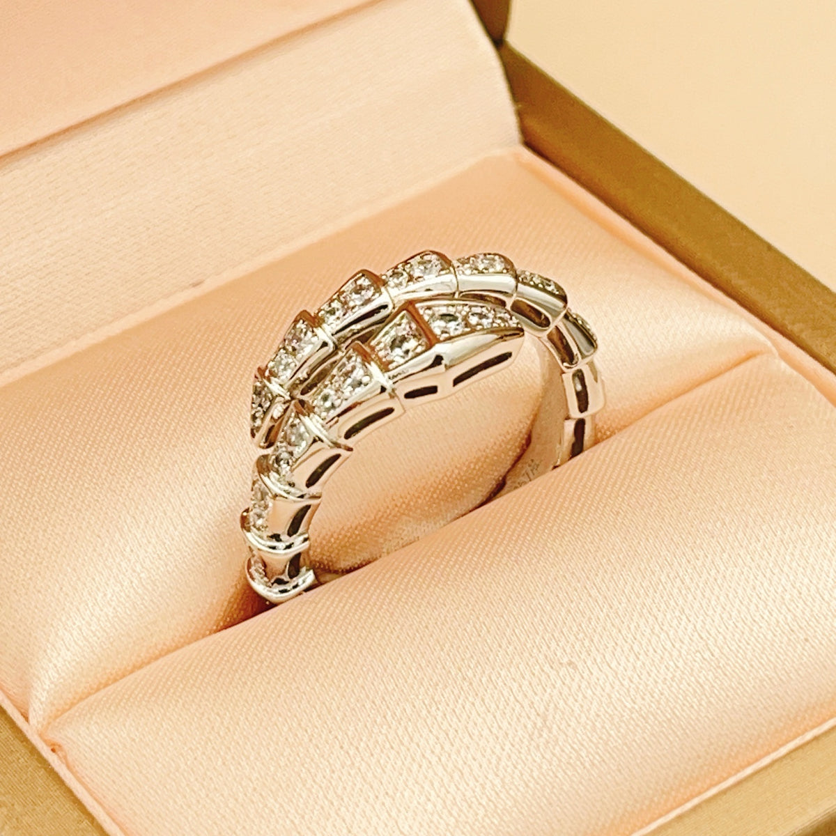 silver brass luxury Ring for women - alternate angle view 3