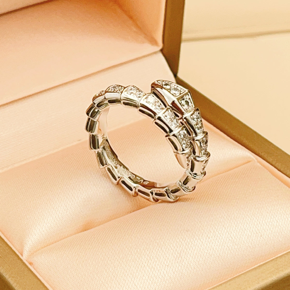 silver brass luxury Ring for women - alternate angle view 4