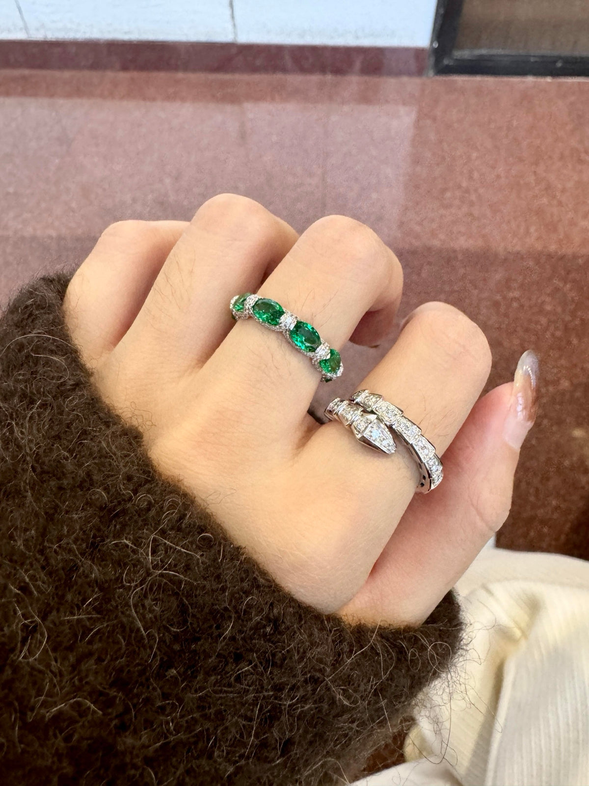 silver brass luxury Ring for women - alternate angle view 12