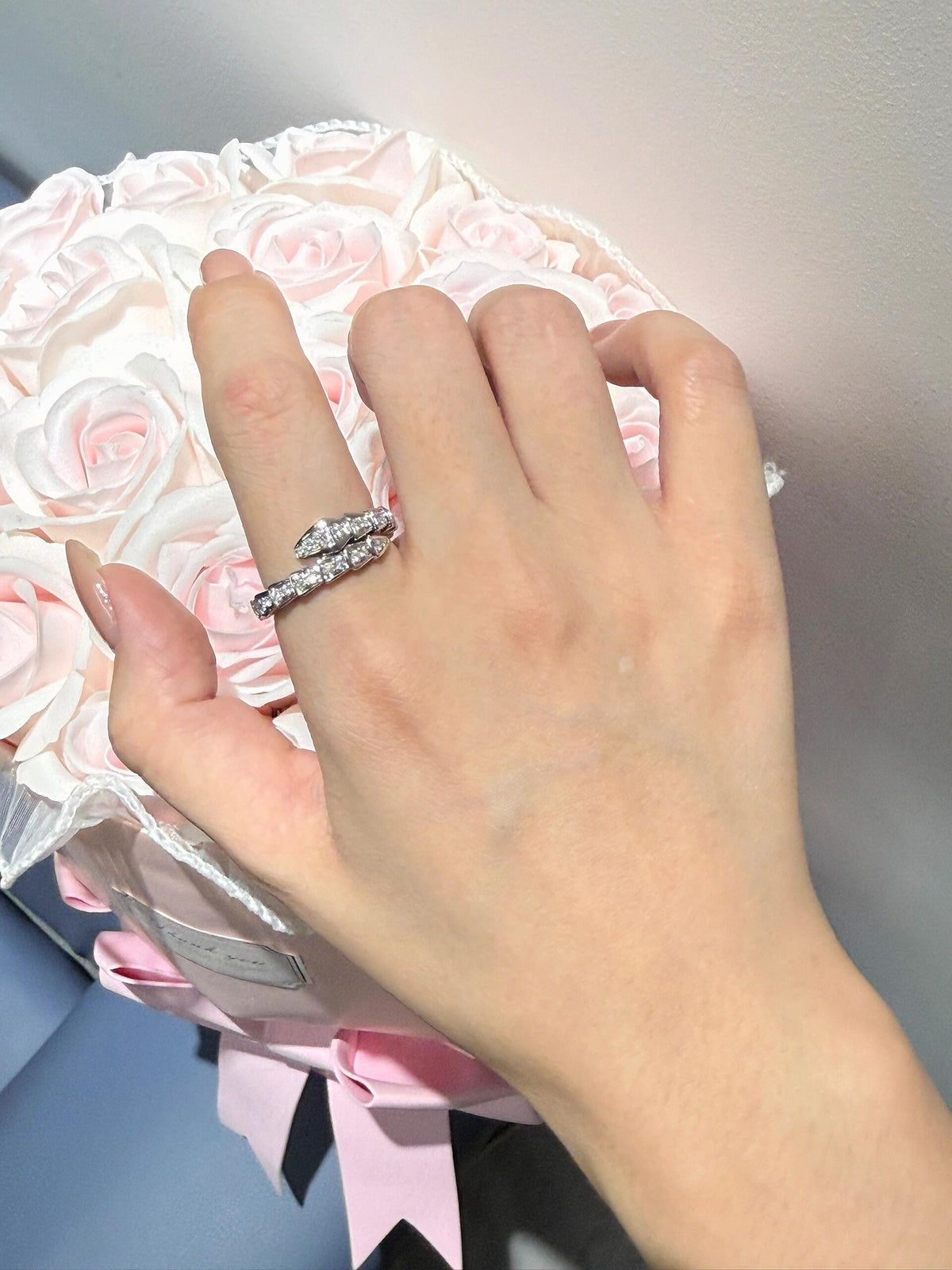 silver brass luxury Ring for women - alternate angle view 11