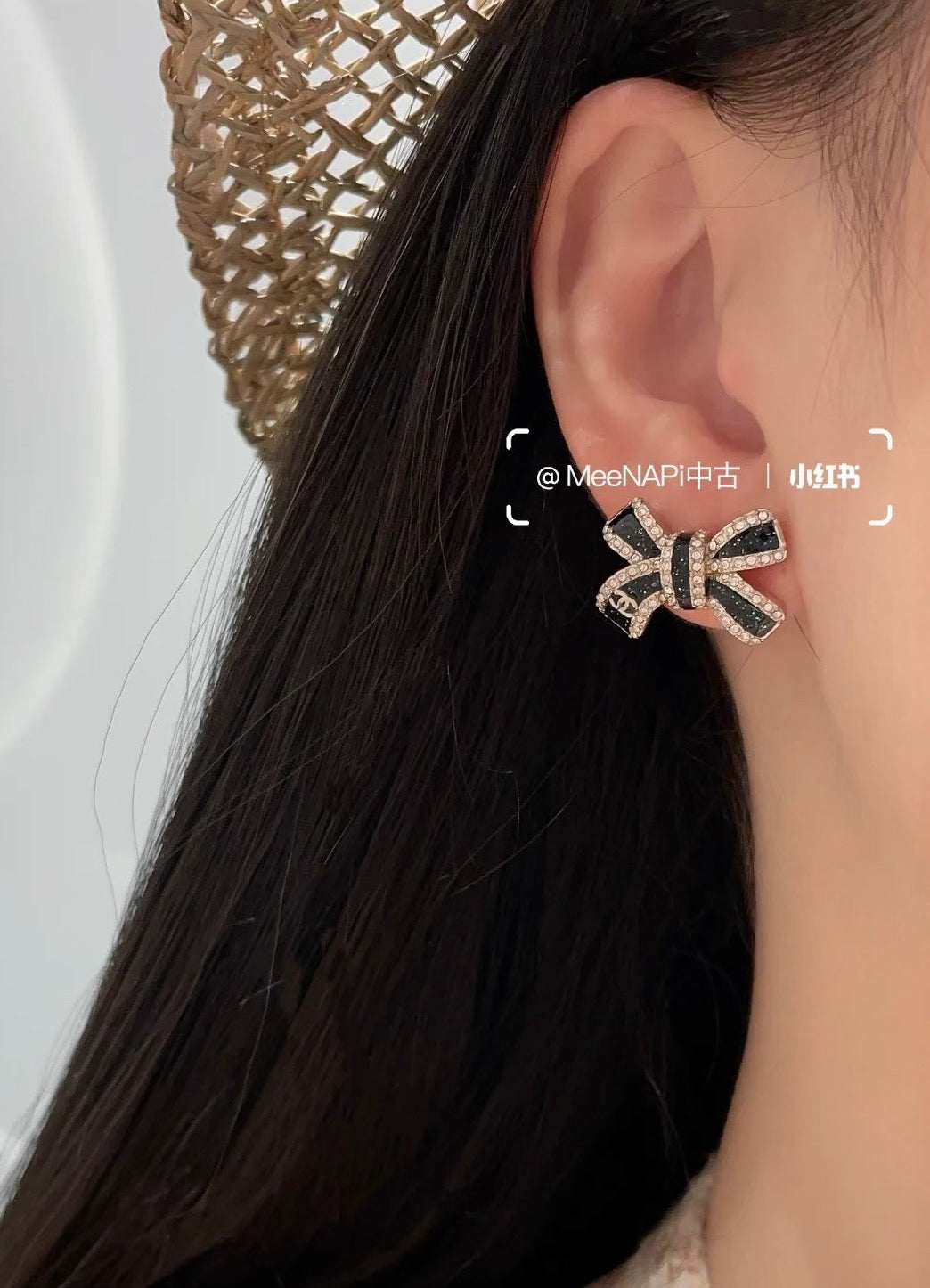 black and gold enamel butterfly Stud Earrings for women - alternate angle view 8