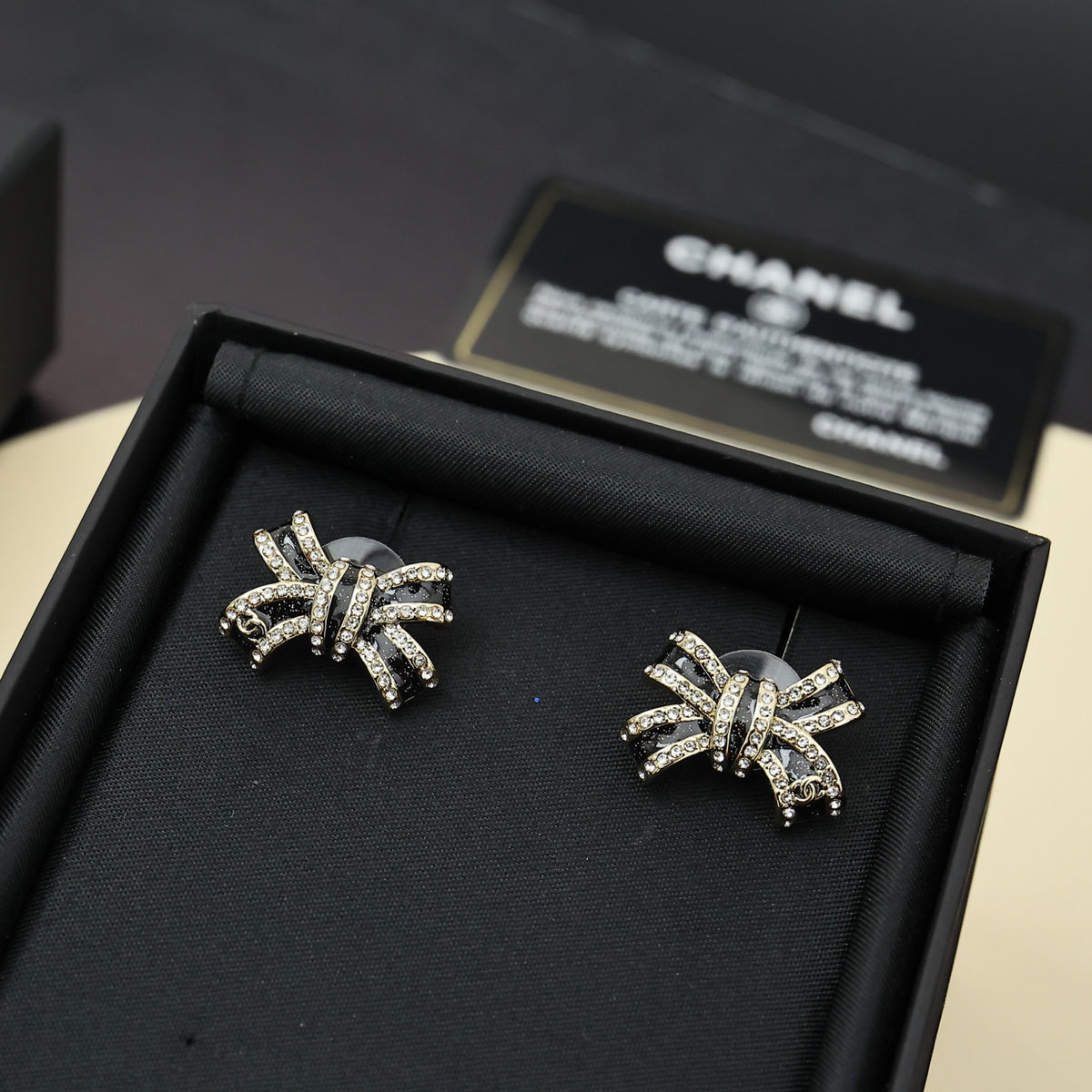 black and gold enamel butterfly Stud Earrings for women - product detail view