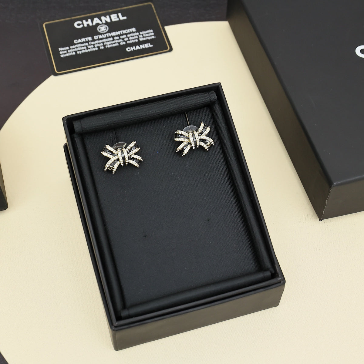 black and gold enamel butterfly Stud Earrings for women - alternate angle view 2