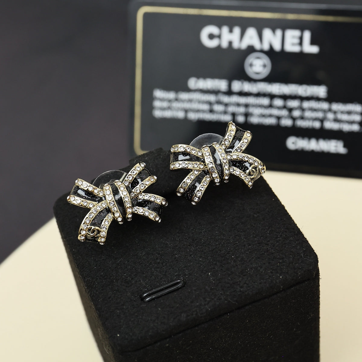 black and gold enamel butterfly Stud Earrings for women - alternate angle view 3