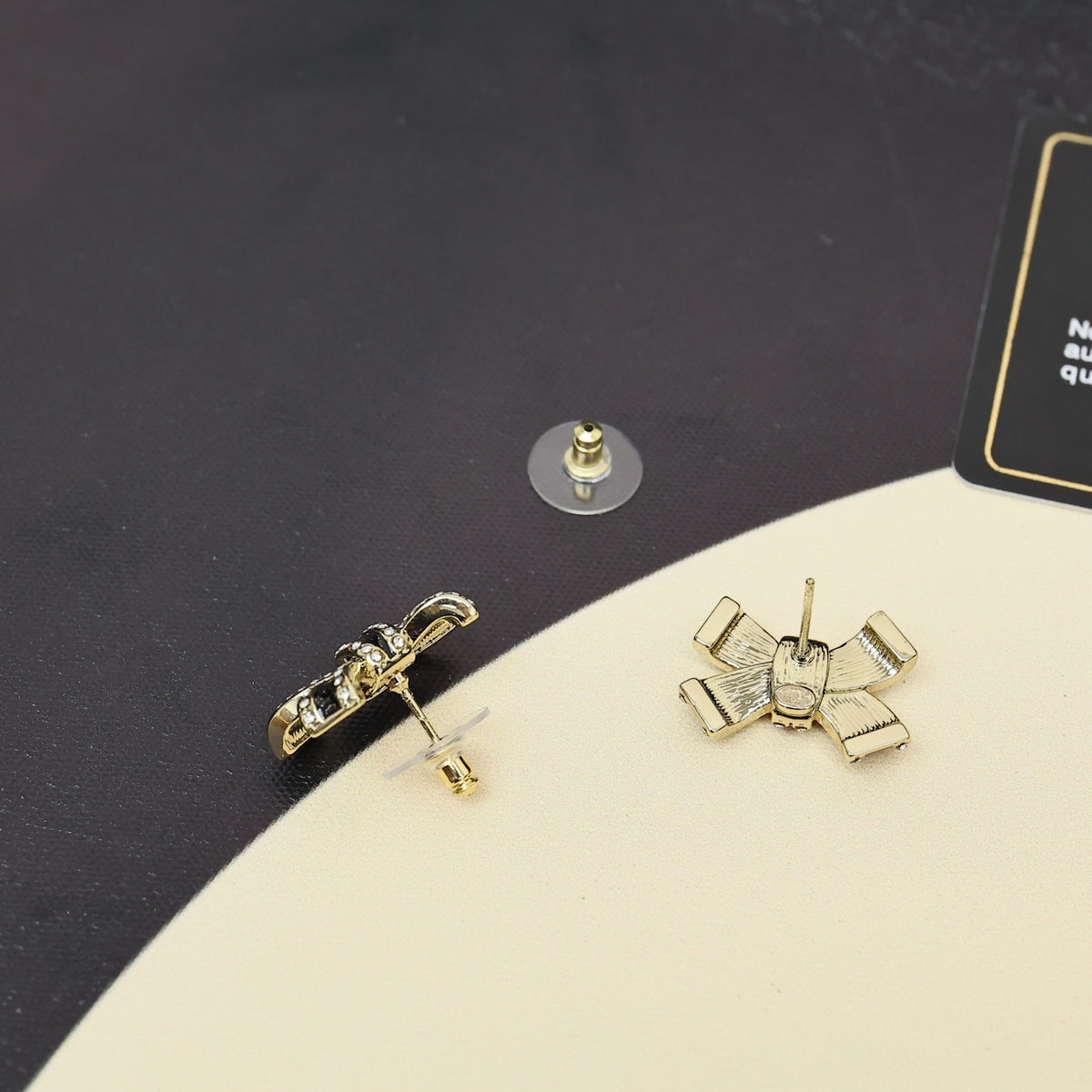 black and gold enamel butterfly Stud Earrings for women - alternate angle view 6