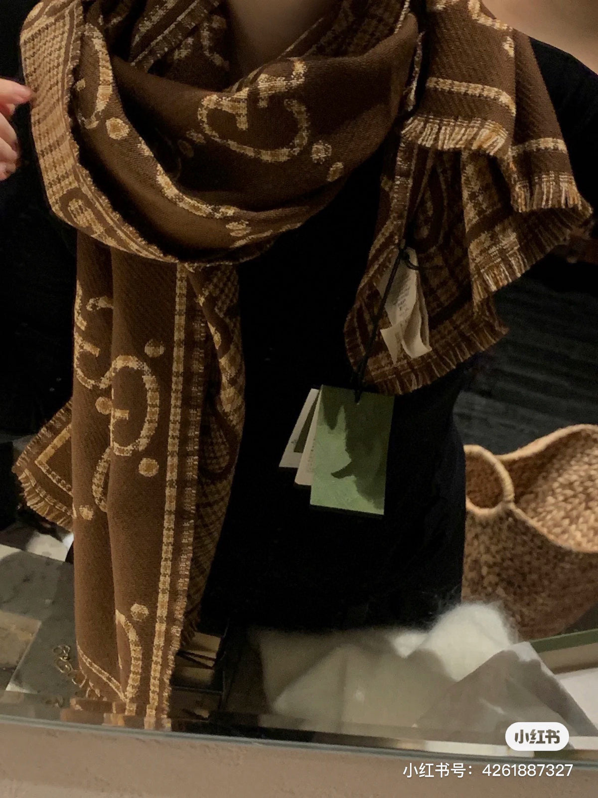 wool floral Shawl for men - alternate angle view 3