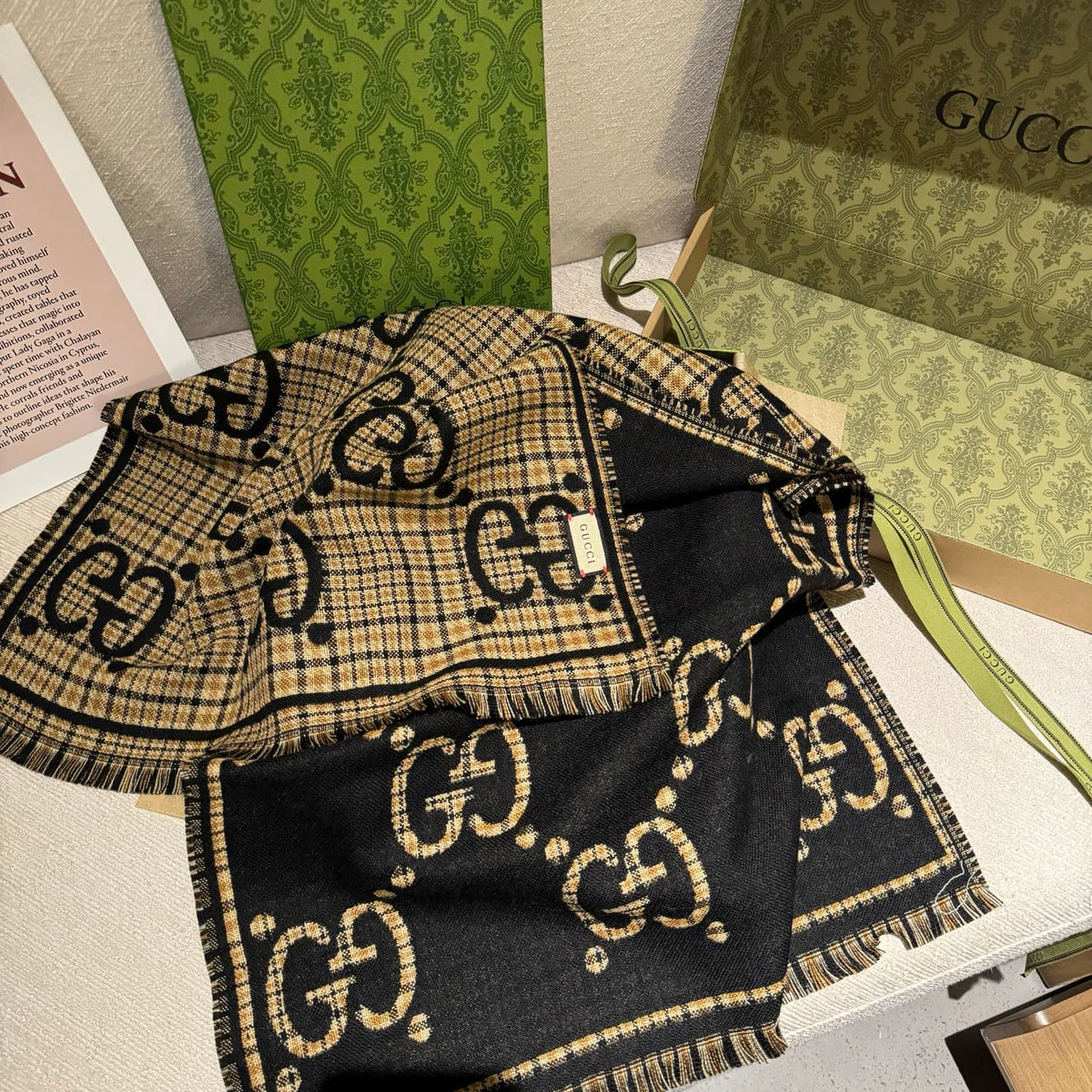 wool floral Shawl for men - alternate angle view 6