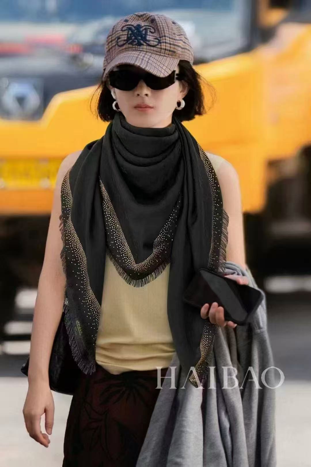 rose crystal floral Scarf for women - product detail view