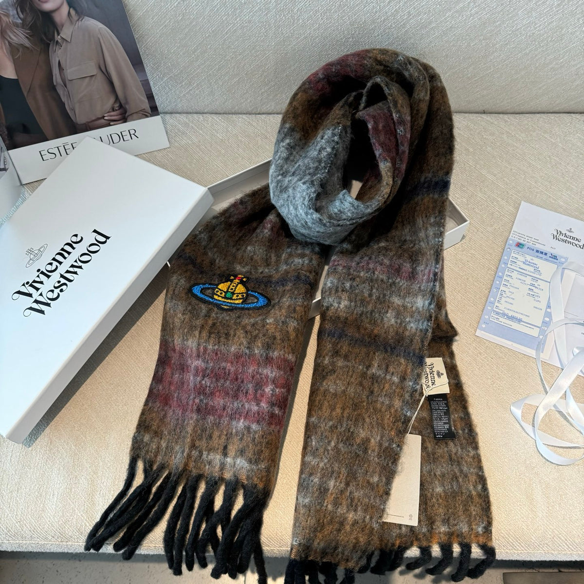 tricolor minimalist Scarf for women - alternate angle view 9